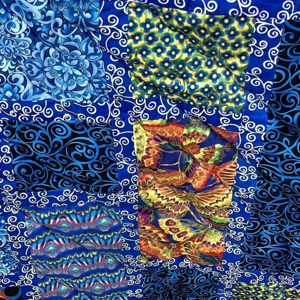 NWT. Hand Crafted Blue Butterflies Lap Quilt